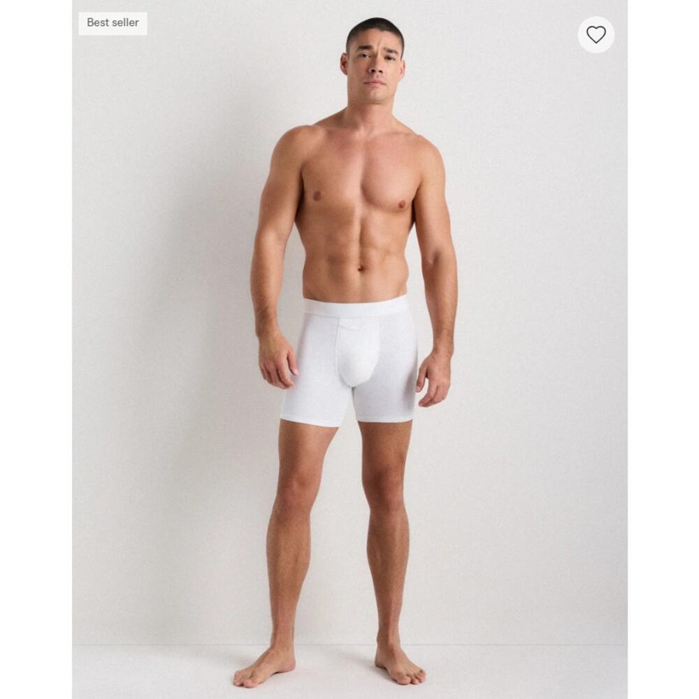 Quince Men’s Organic Cotton Stretch Boxer Briefs 3 Pack White M NWT